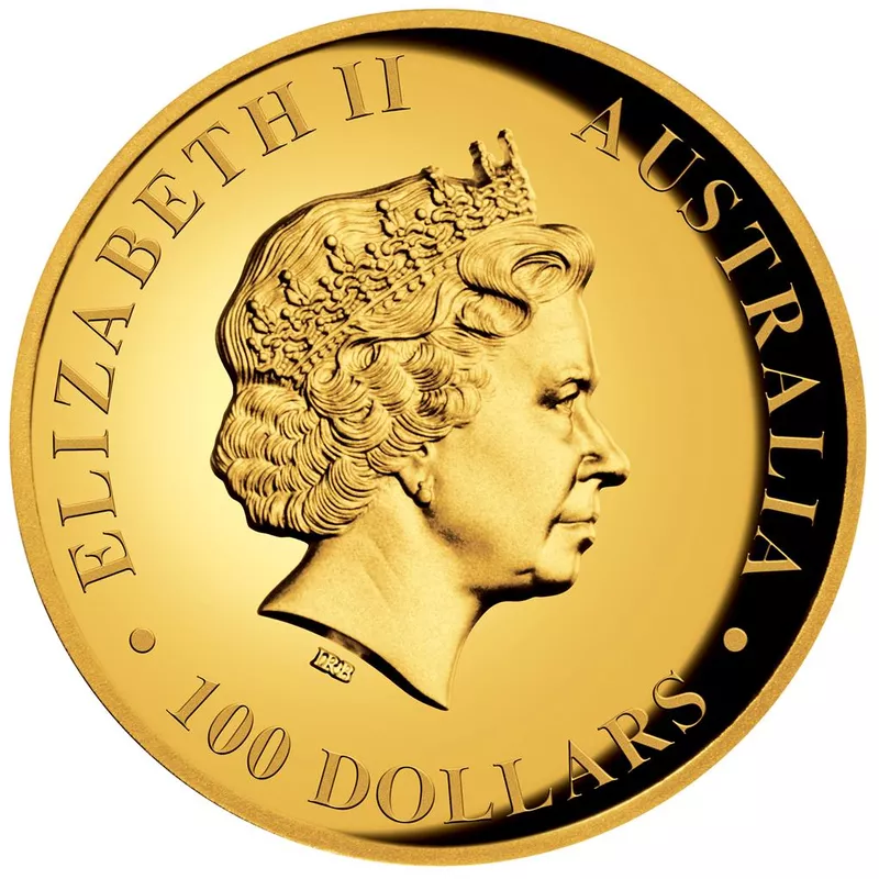 Moneda Canguro australiano de 1 onza de oro, anverso