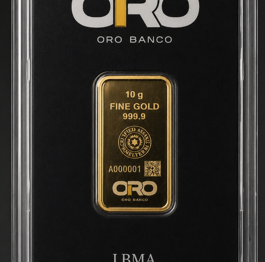 Lingote de oro en su blíster