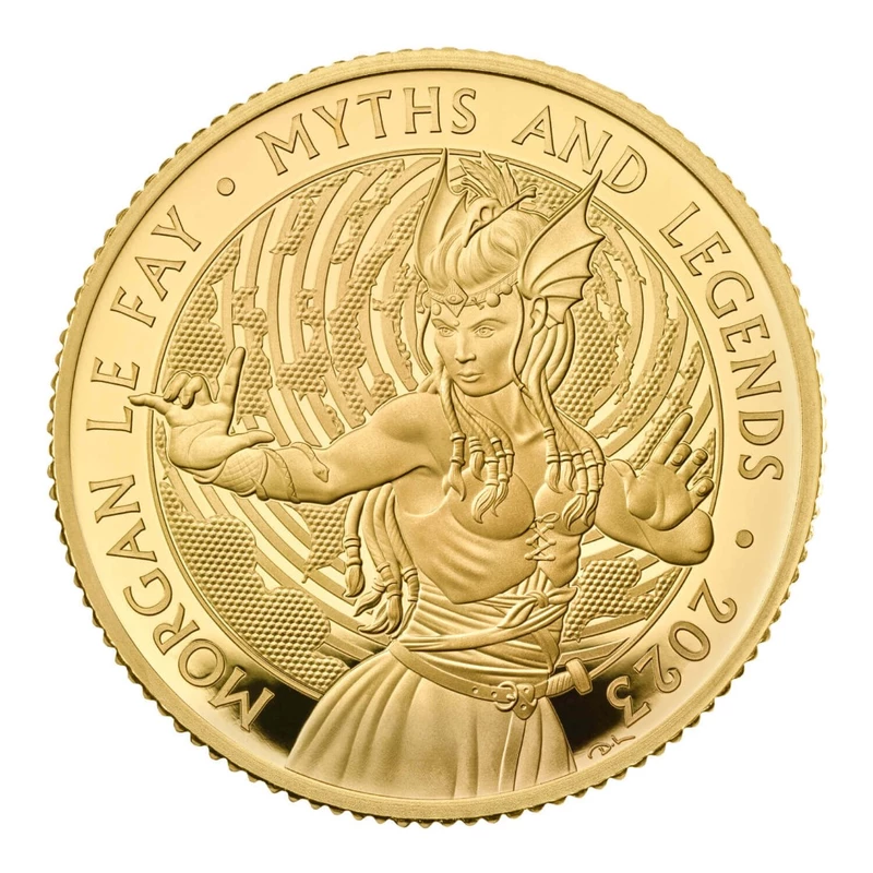Moneda Morgana le Fay de oro de The Royal Mint, reverso