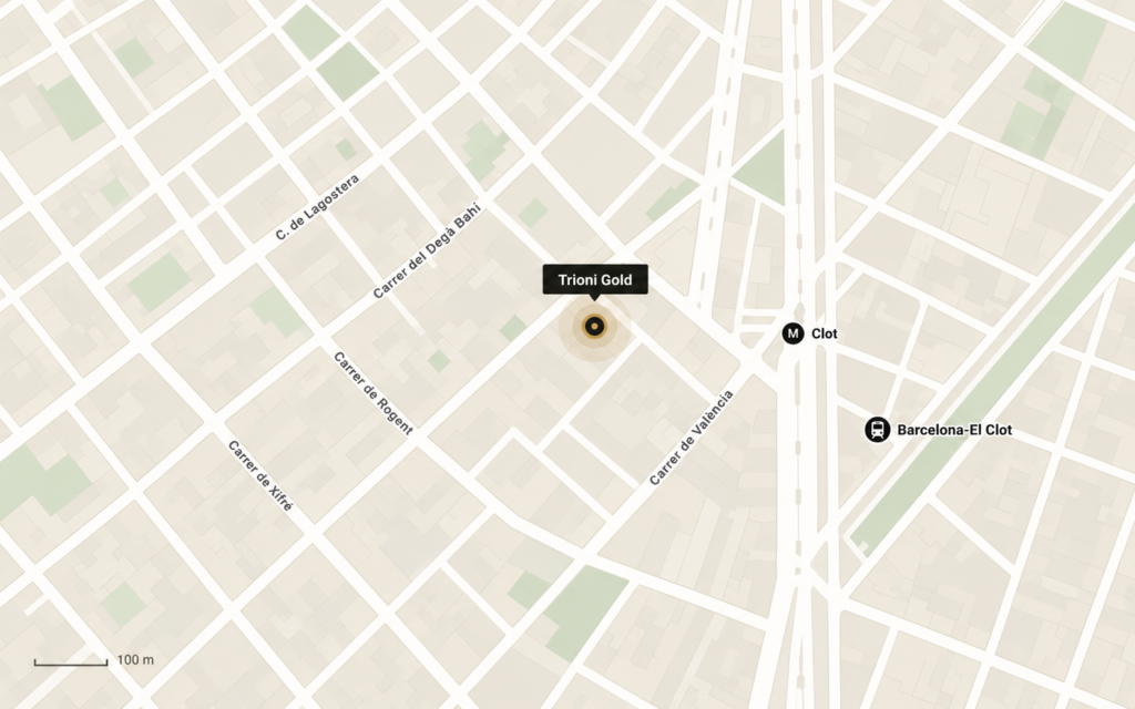 Plano de la zona de la tienda: C/ Mallorca, 561. Metro: Clot (L2).