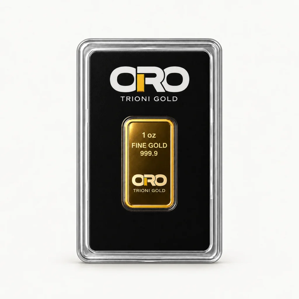 Lingote de oro de 1 onza en blíster Trioni Gold