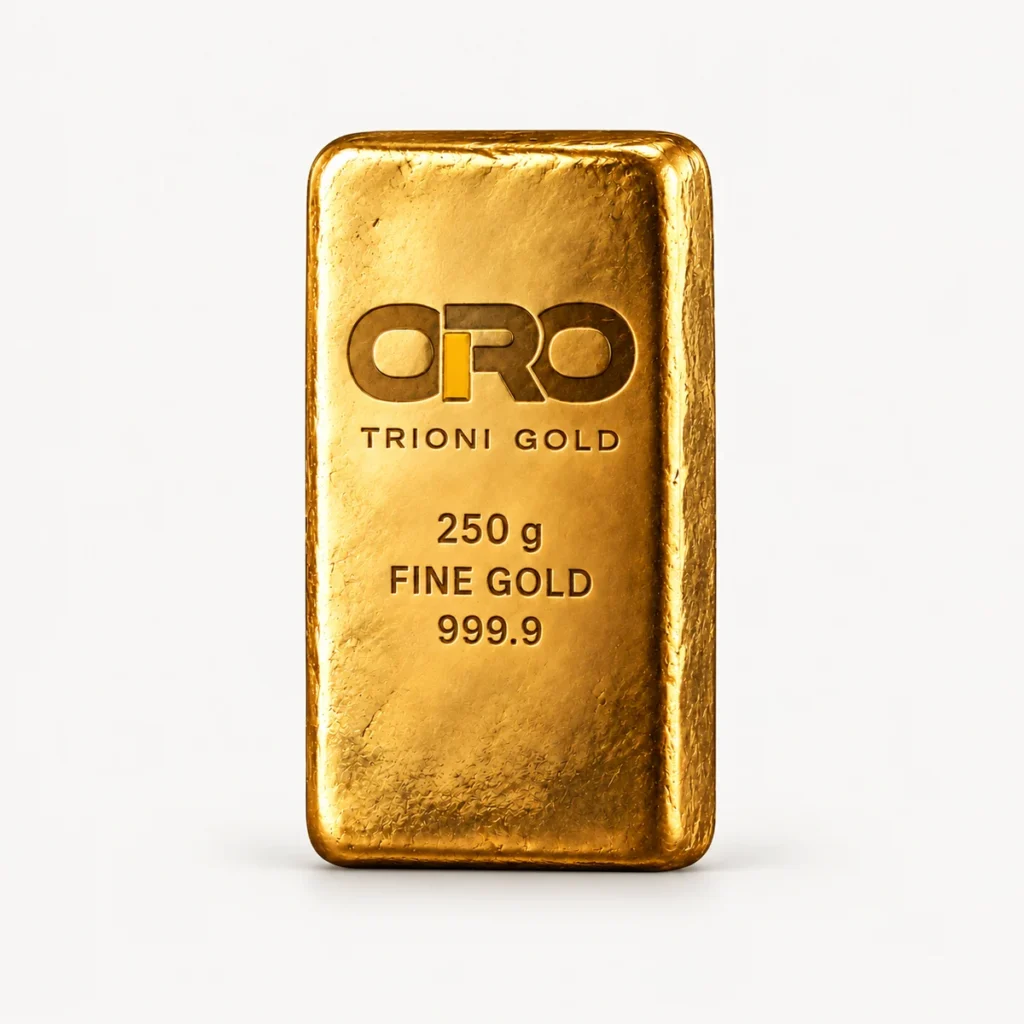 Lingote de oro fundido de 250 g Trioni Gold