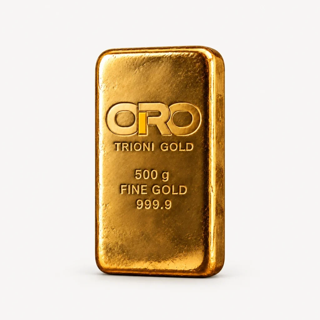 Lingote de oro fundido de 500 g Trioni Gold